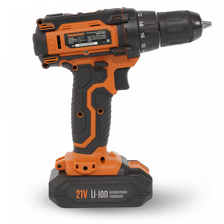 картинка Дрель - шуруповерт аккумуляторная Daewoo (Дэу) DAA 2120Li от магазина Мототека Дрель - шуруповерт аккумуляторная Daewoo (Дэу) DAA 2120Li - купить с доставкой, по выгодной цене в интернет-магазине Мототека